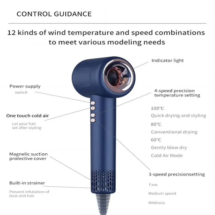 Secador de pelo con control digital de temperatura